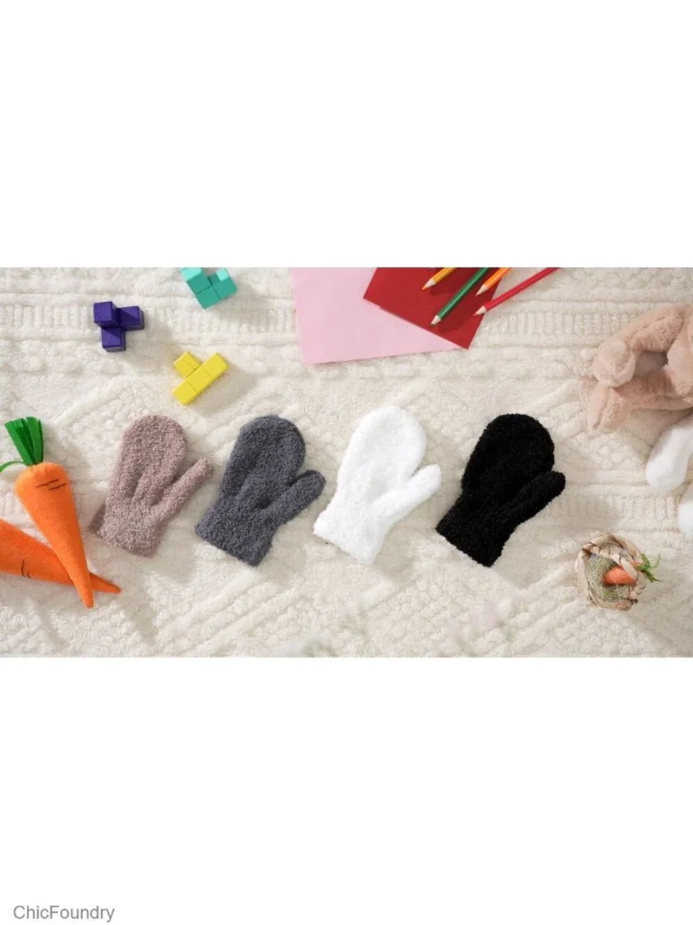 5 Pairs Winter Knit Gloves Stretch Full Finger Mittens for Kids Toddler 1-10